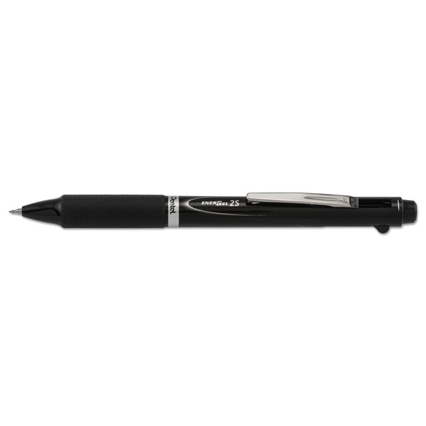 Pentel EnerGel 2S Multi-Color Gel Pen/Pencil, Retractable, Medium 0.5 mm, Black/Red Ink, Black Barrel BLW355A